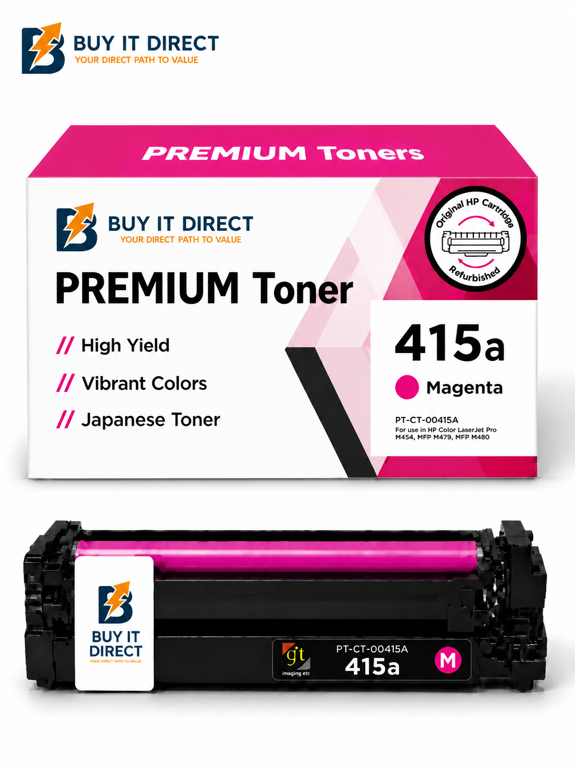 خرطوشة تونر Premium 415A أرجواني متوافقة W2033A لطابعات HP Color LaserJet Pro M454 وM479