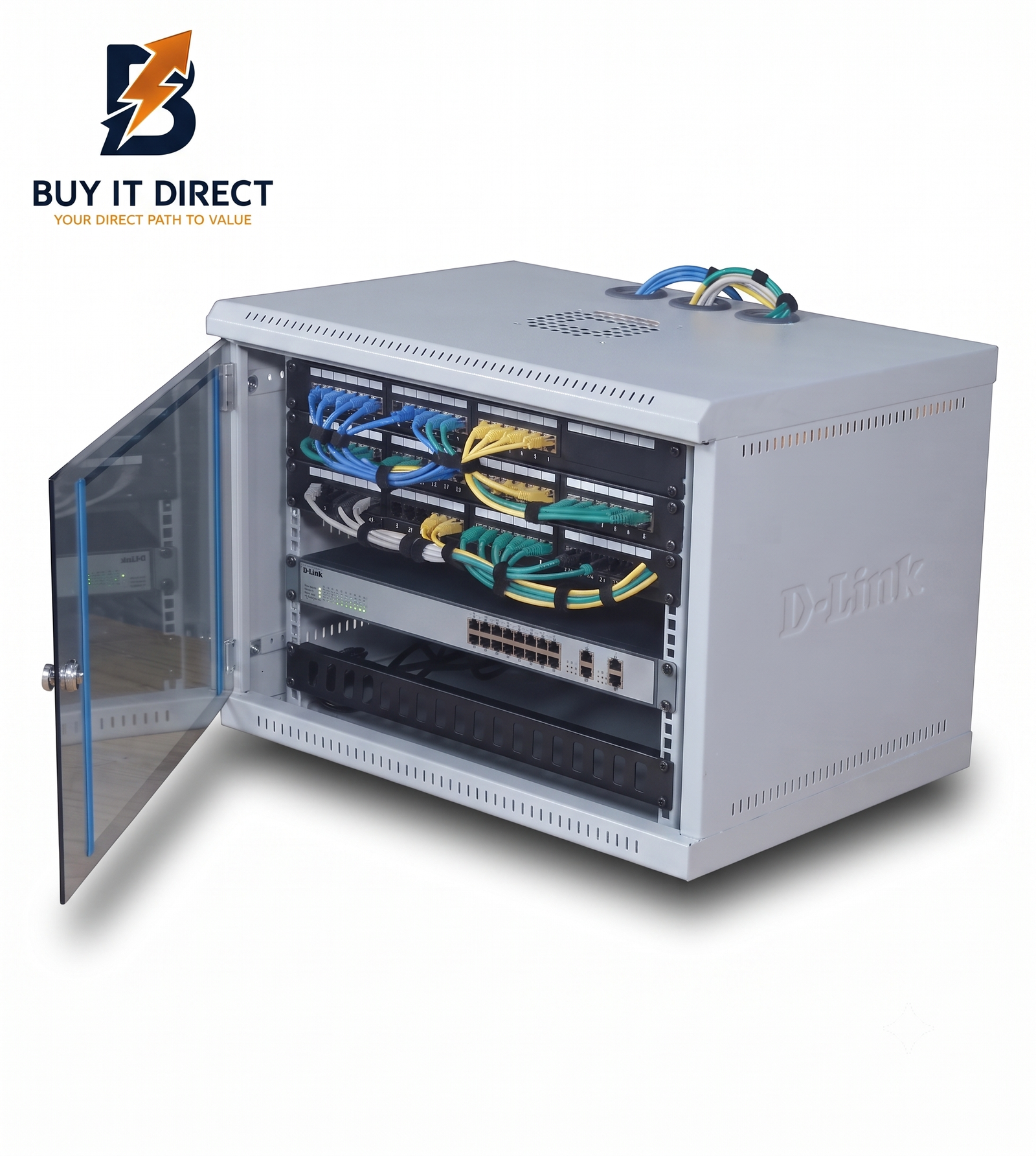 Dlink Cabinet 4U Wall Mount Rack With Glass Door 600 X 450 Mm