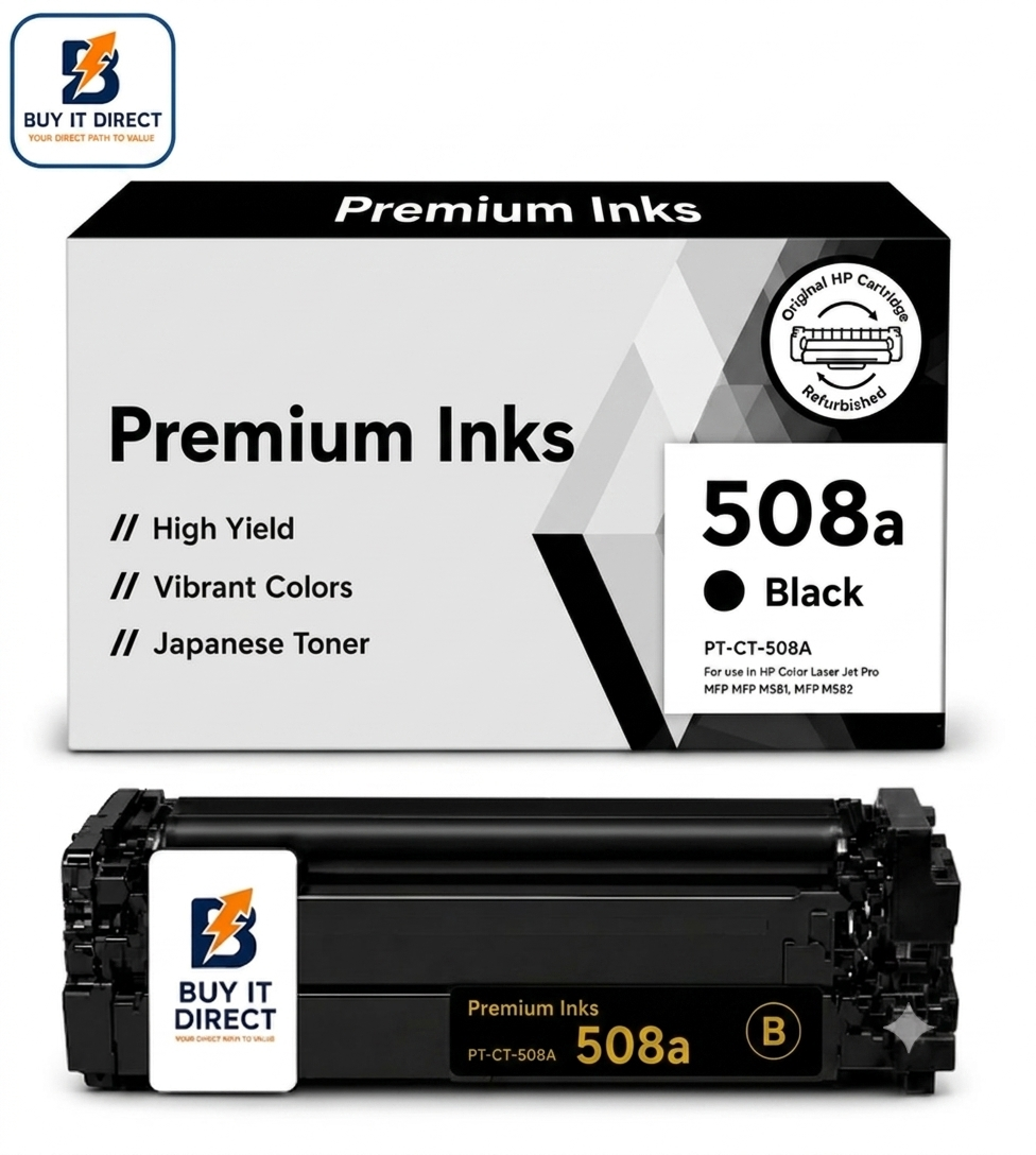 خرطوشة تونر Premium 508A أسود متوافقة CF360A لطابعات HP Color LaserJet Enterprise M552 وM553 وM577