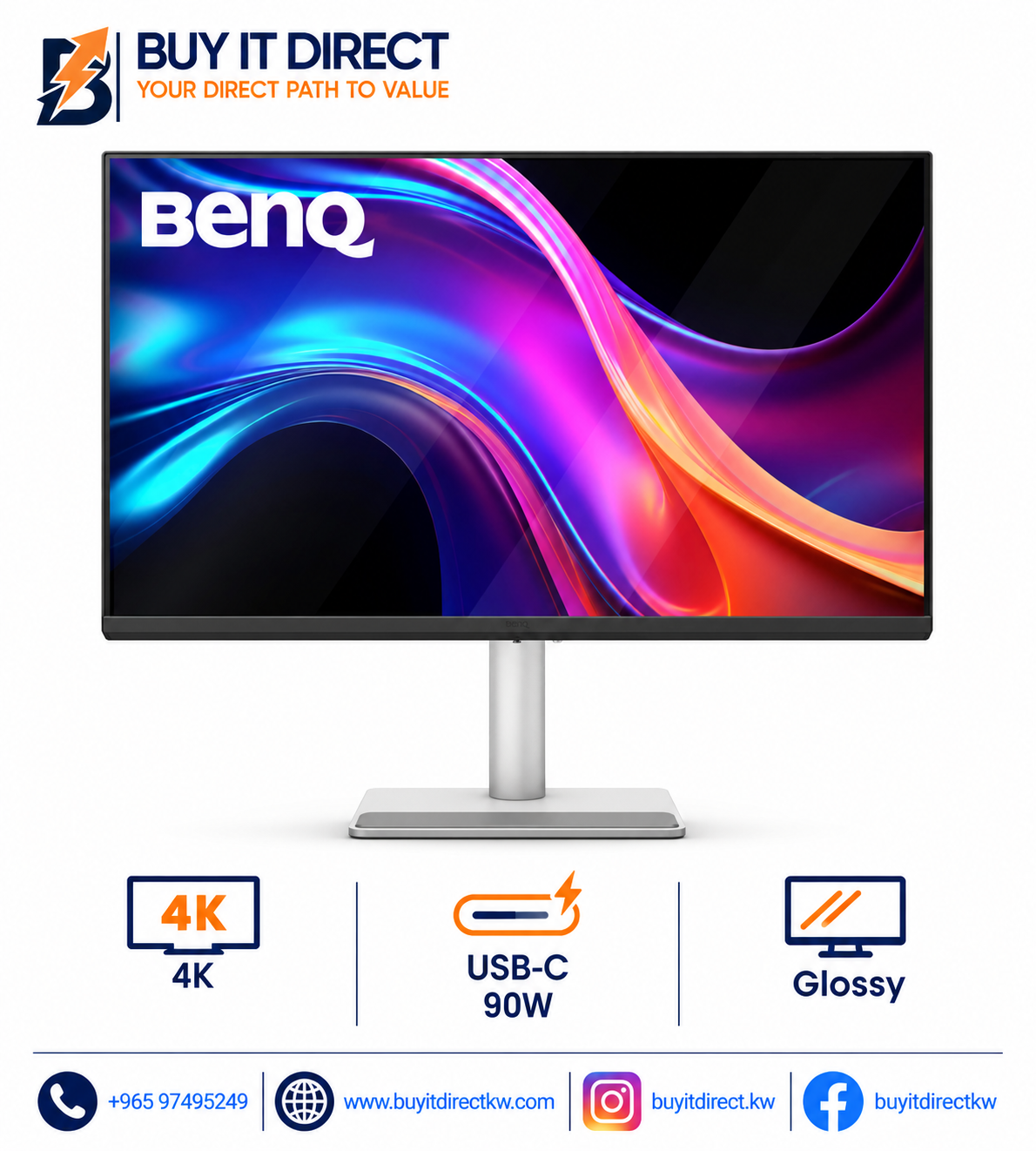 BenQ MA270UP 27in 4K Glossy USB-C 90W Monitor