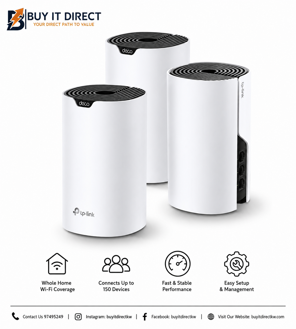 TP-Link Deco S7 AC1900 Whole Home Mesh Wi-Fi System Pack Of 3 Deco S7