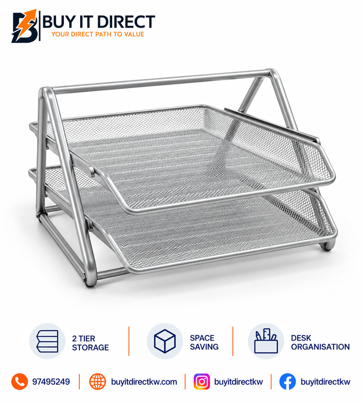 2 Tier Document Tray Silver
