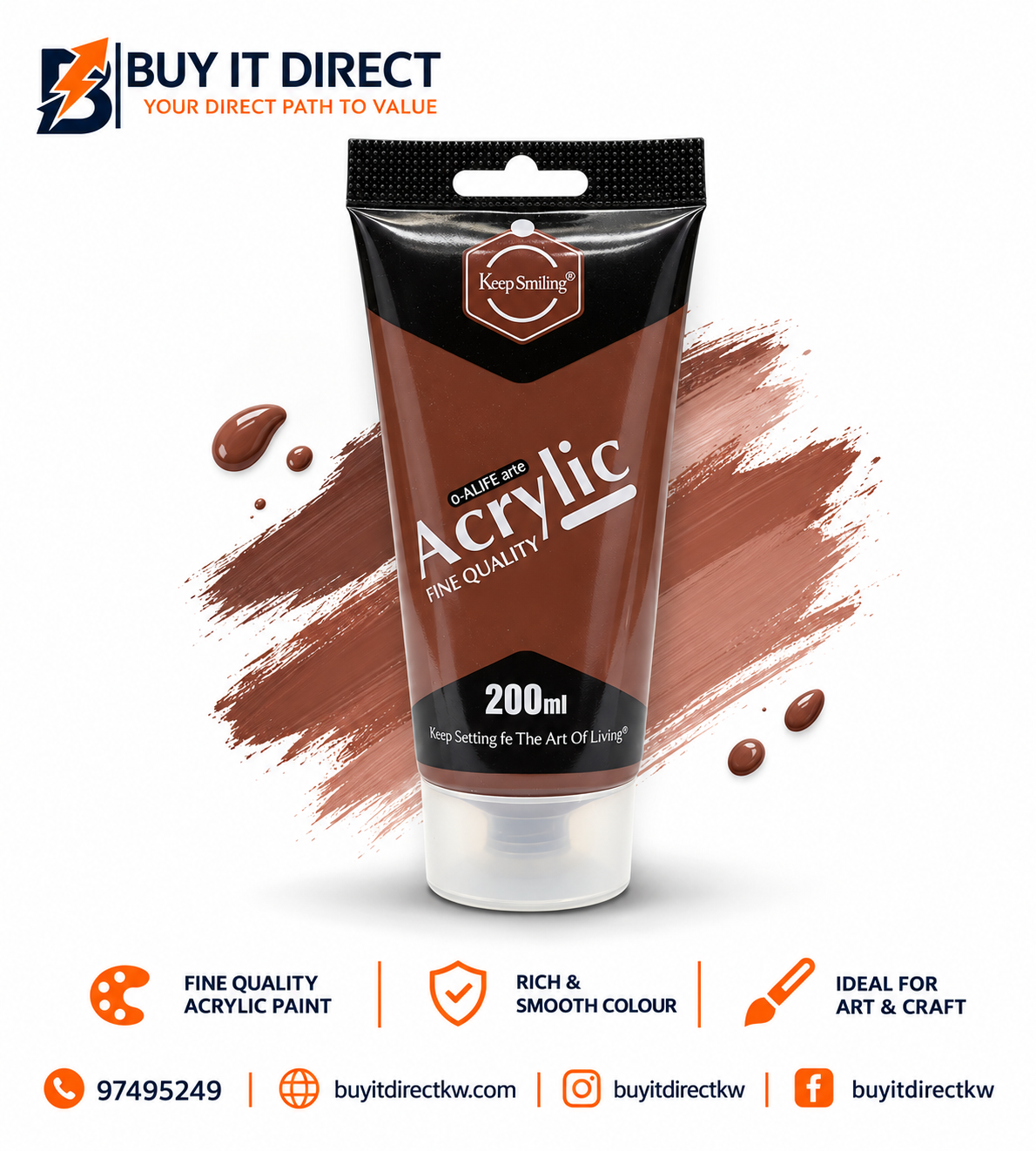 Keep Smiling Acrylic 200 ml Burnt Umber