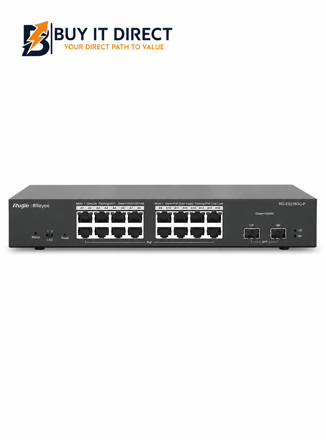 روجي رييي RG ES218GC P سويتش جيجابت ذكي 18 منفذ بإدارة سحابية ودعم PoE