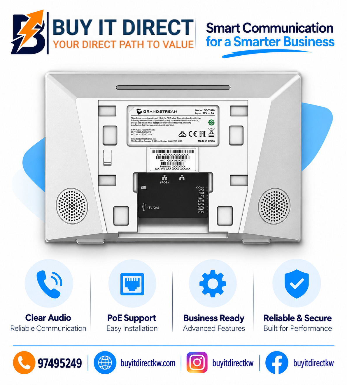 Grandstream GSC3570 Touchscreen IP Video Intercom and Facility Control Station