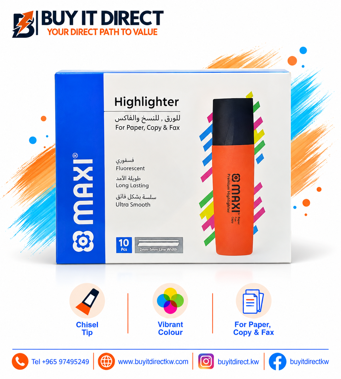 Orange Highlighters Pack of 10