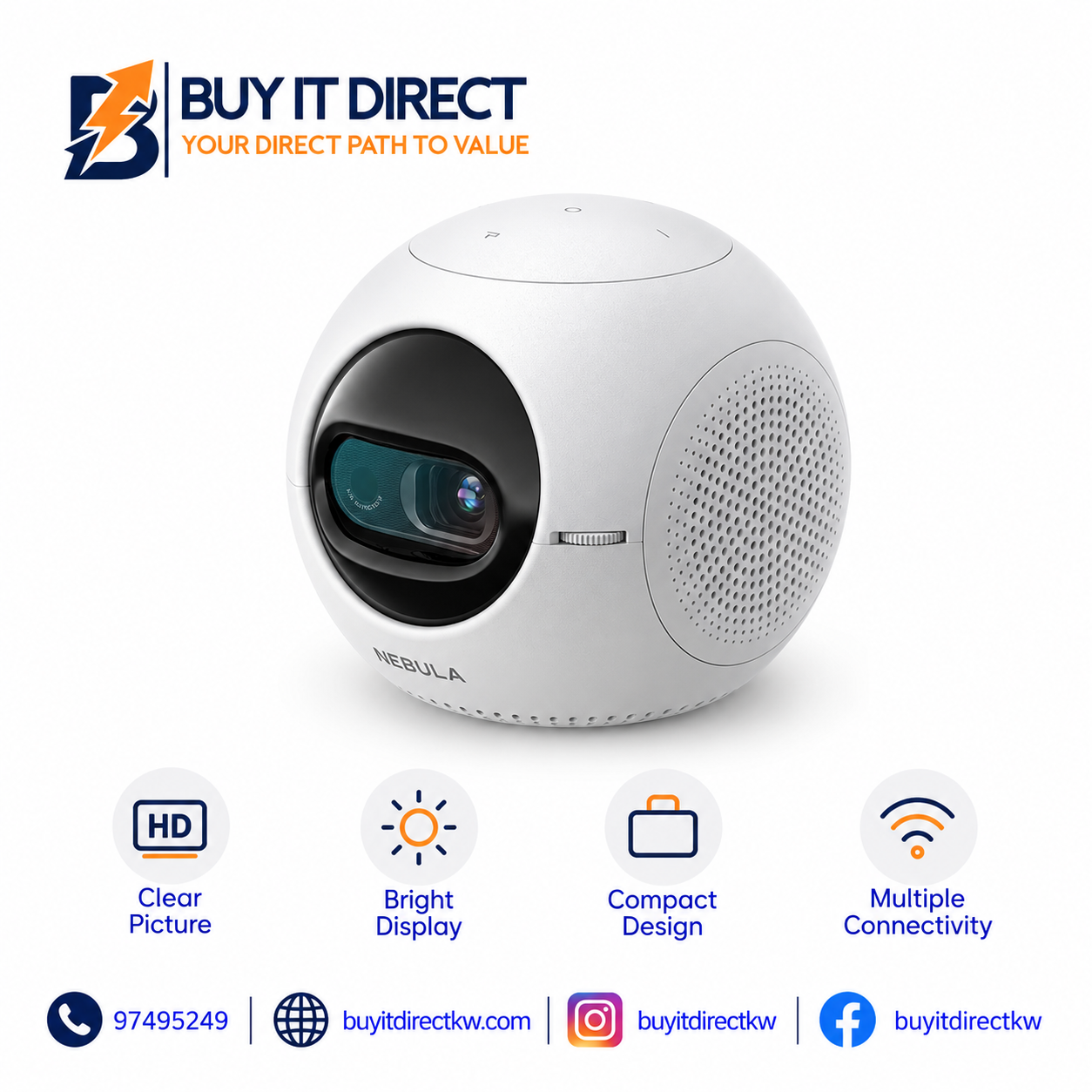 Anker Nebula Astro Pocket Cinema Projector White
