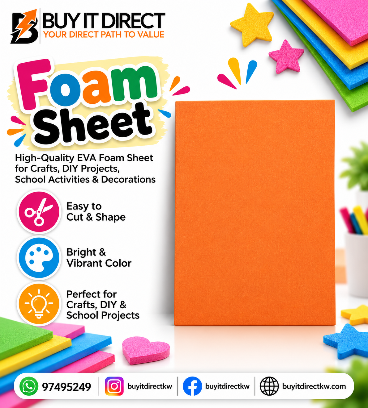 Foam Paper Assorted – Orange