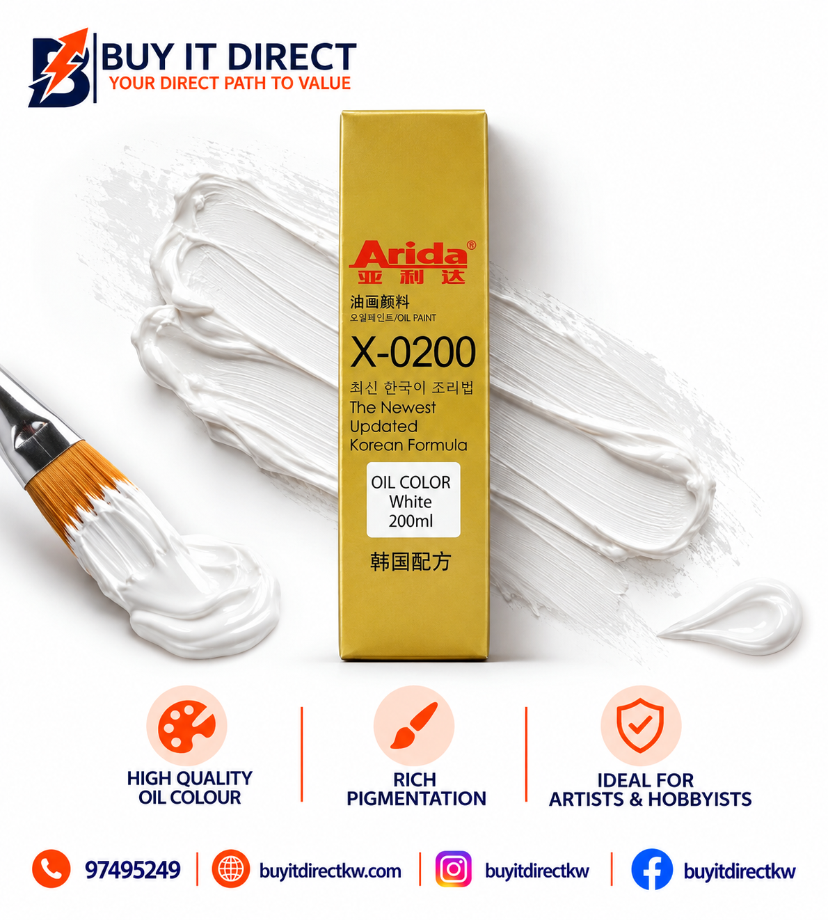 Arida X 0200 Oil Colour White 200 ml