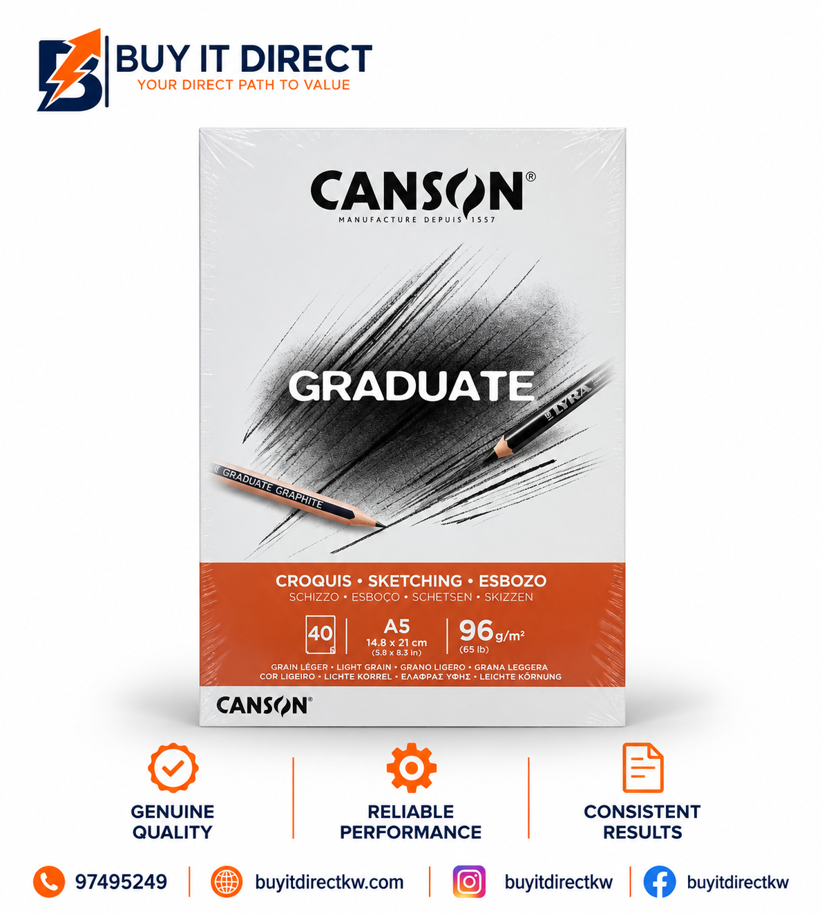 Canson Graduate Sketching Paper 96 gsm