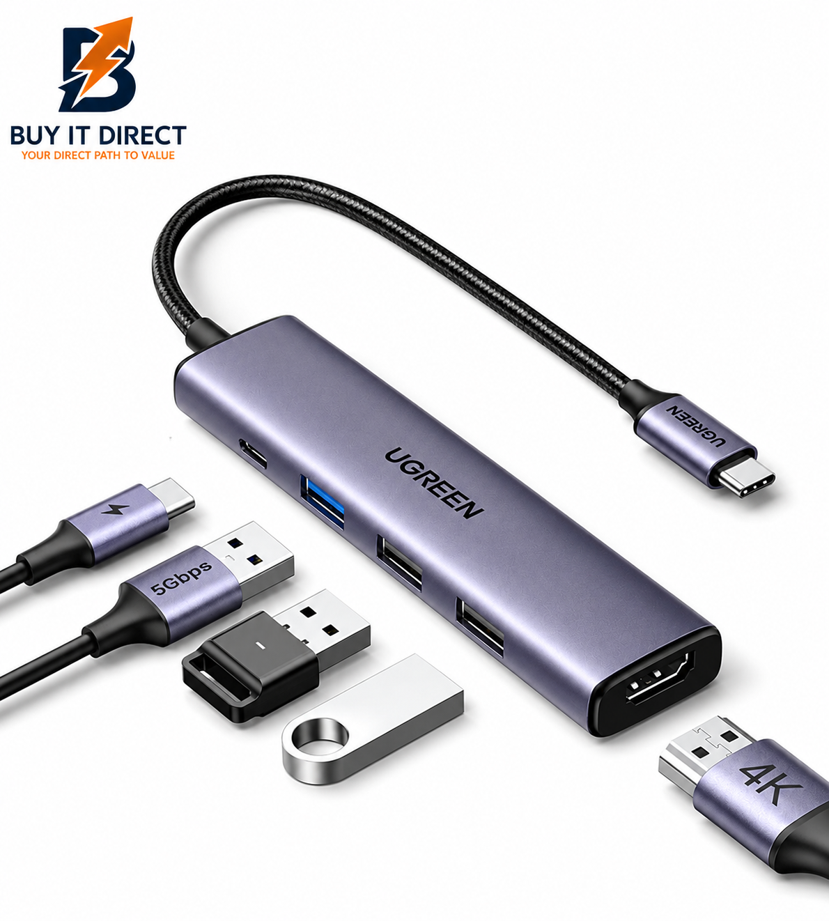 UGREEN CM511 USB C 5 in 1 Hub Multifunction Adapter 100W 4K HDMI