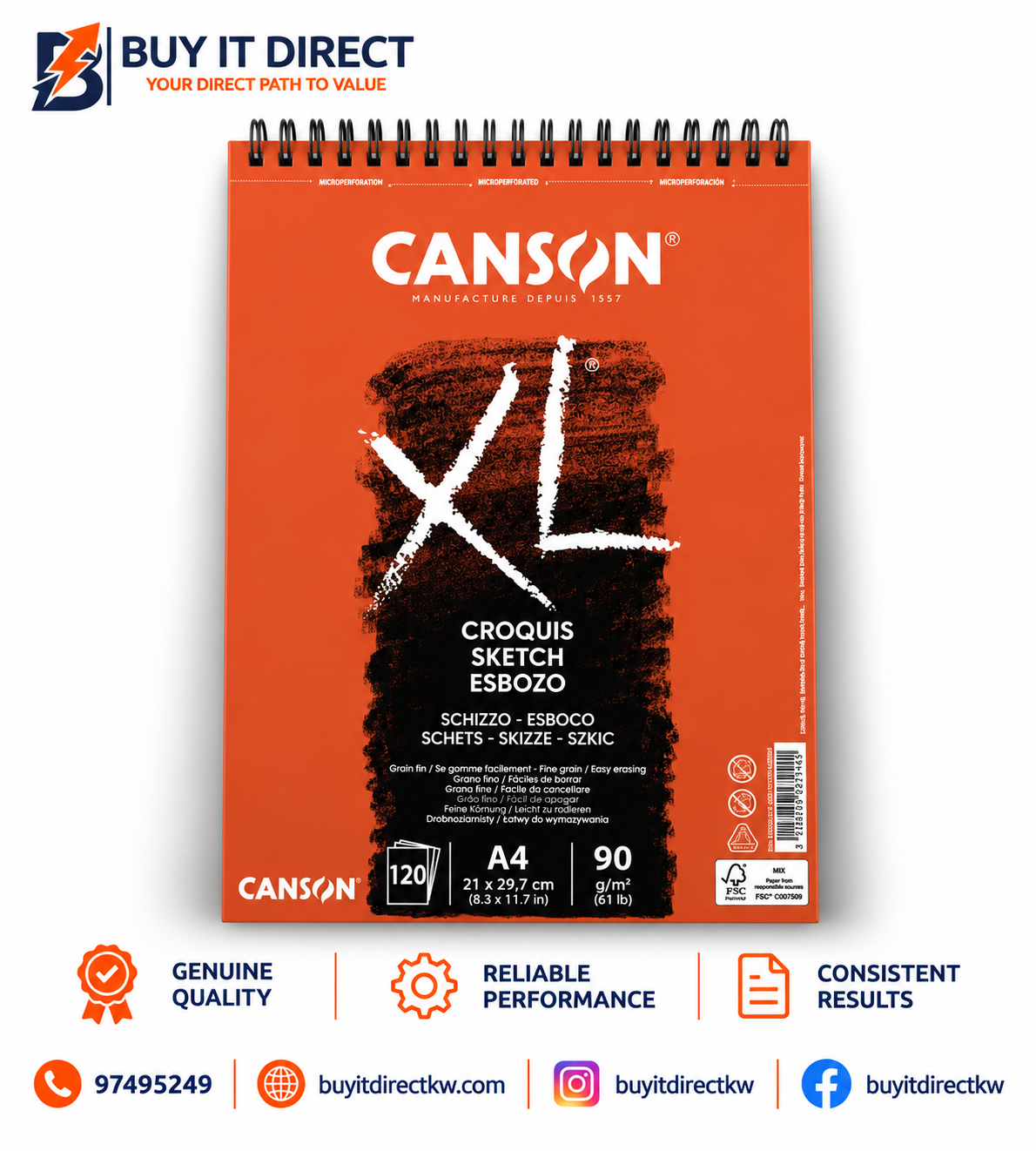 Canson XL Sketch 90 gsm 120 Sheets