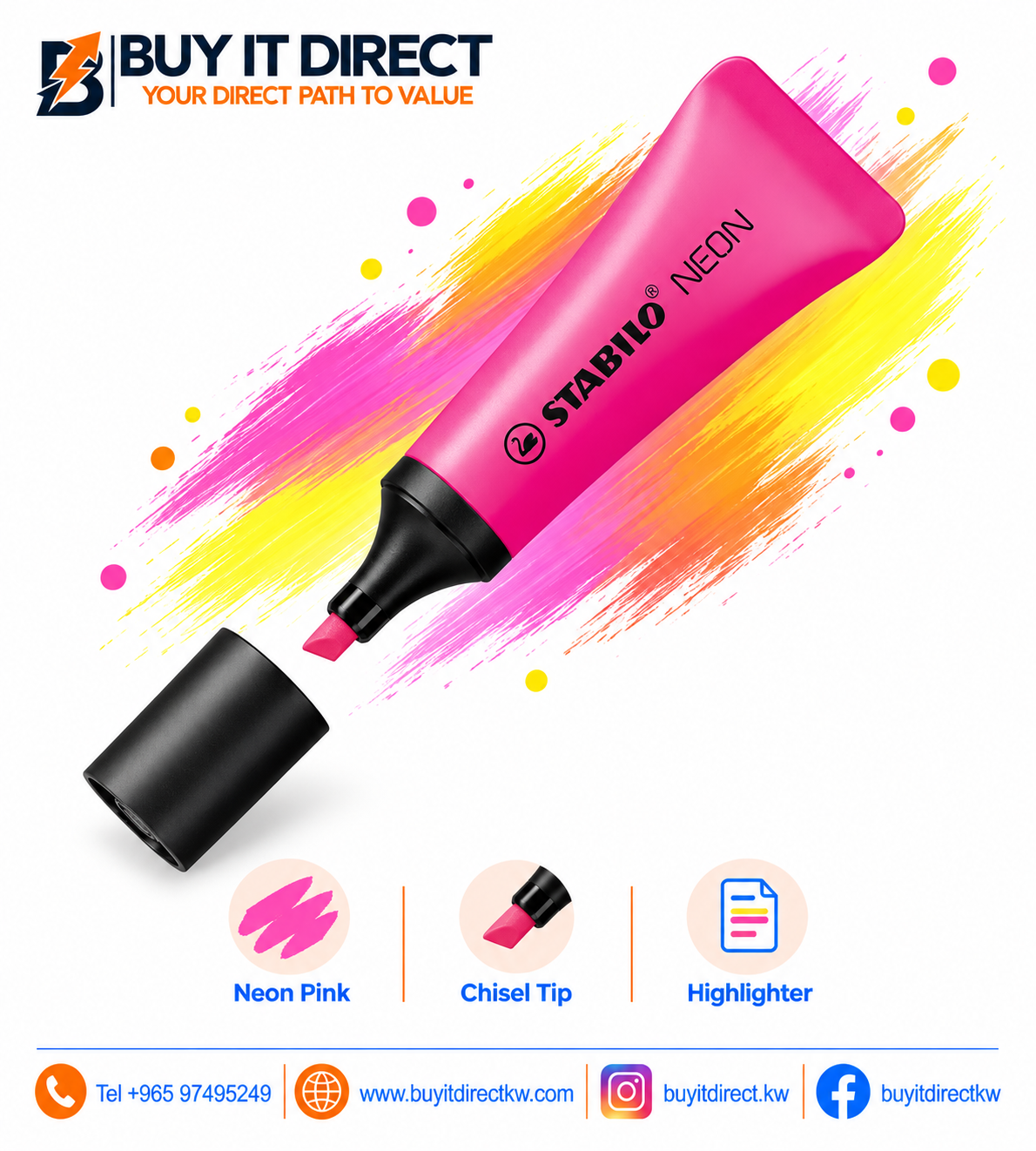 Stabilo Neon Highlighter - Neon Pink
