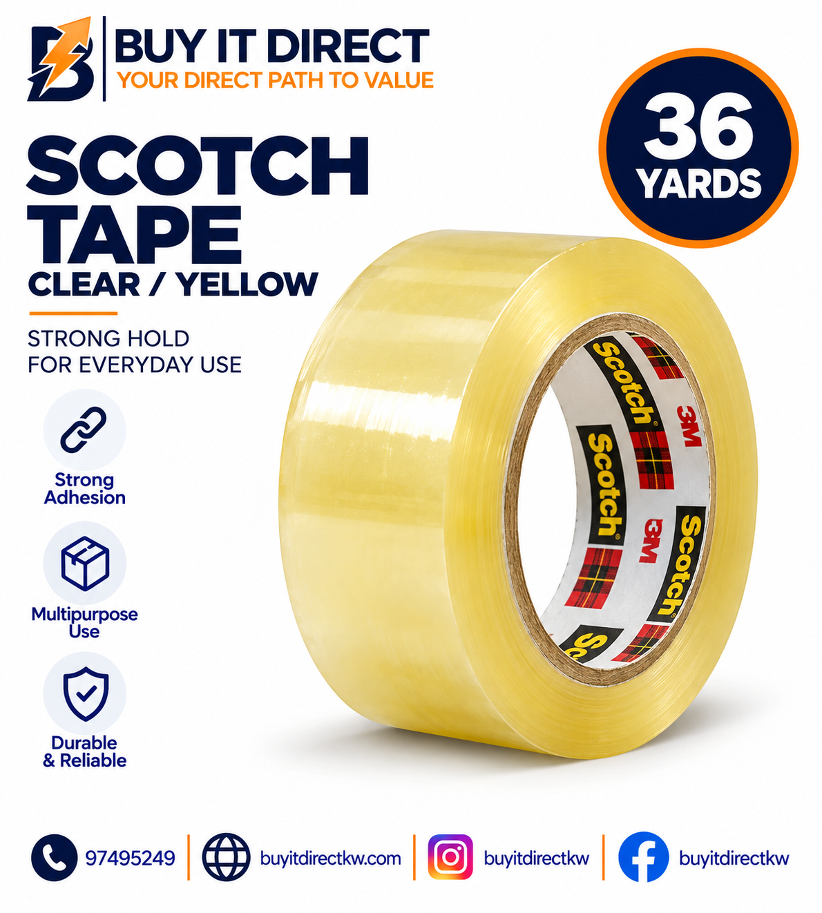 Scotch Tape Clear Yellow 36 Yards
