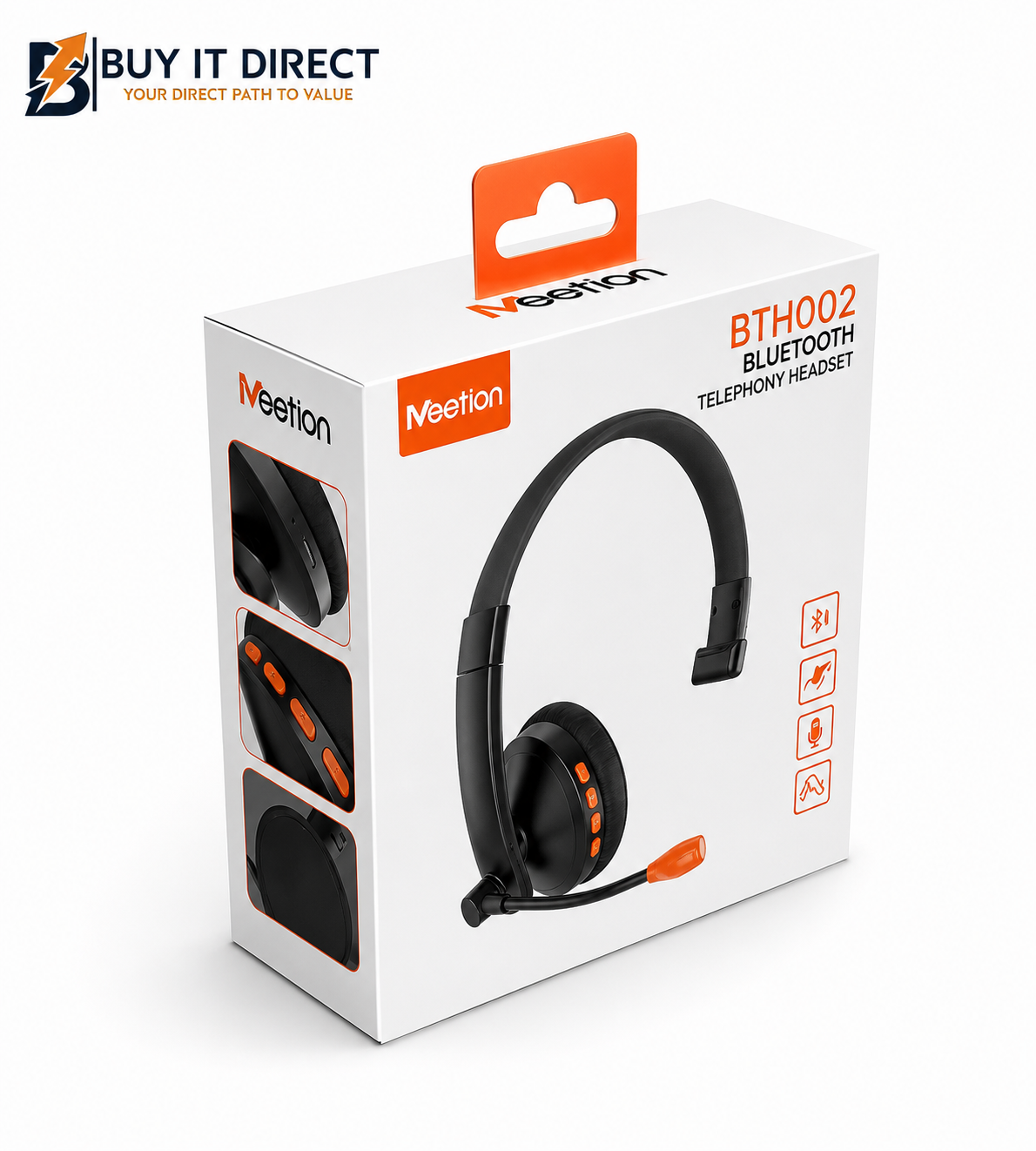 MeeTion BTH002 Bluetooth Telephony Headset, Black