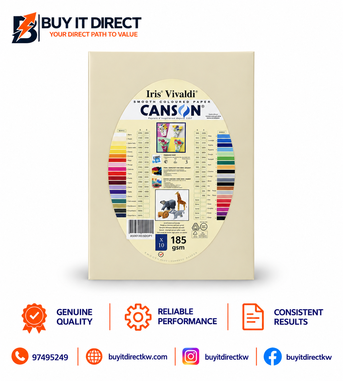 Iris Vivaldi Canson Paper A4 185 GSM 10 Sheets Cream