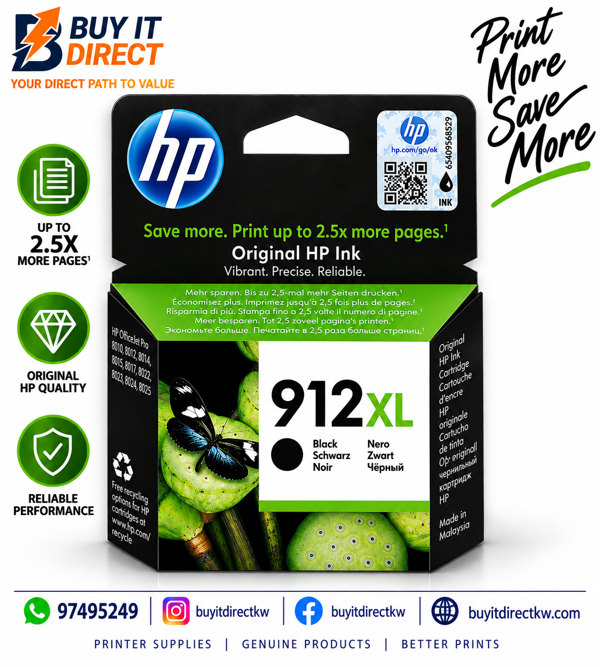 HP 912XL High Yield Black Original Ink Cartridge