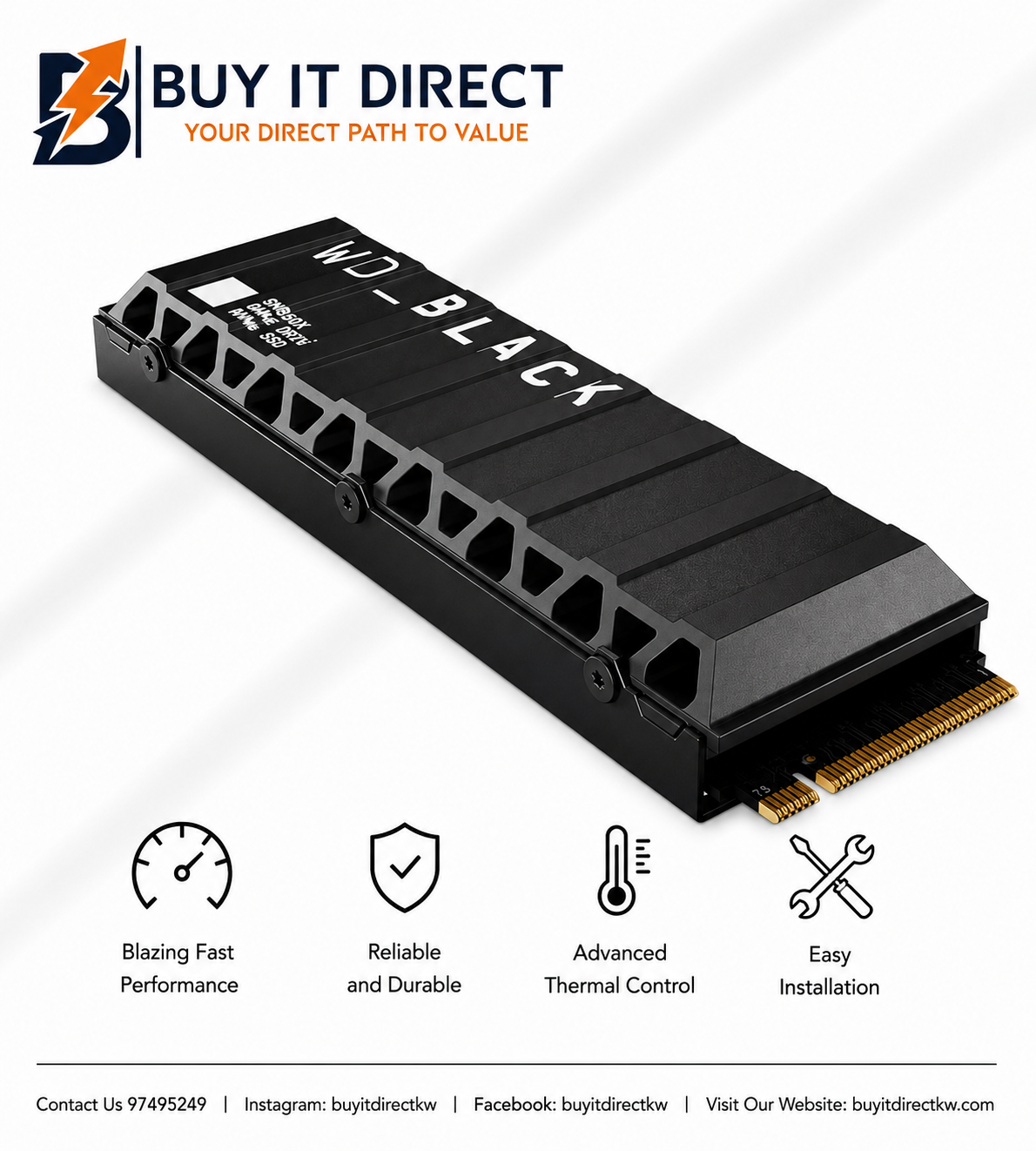 WD Black SN850X 1TB M2 NVMe SSD with Heatsink PCIe Gen4 7300MB/s