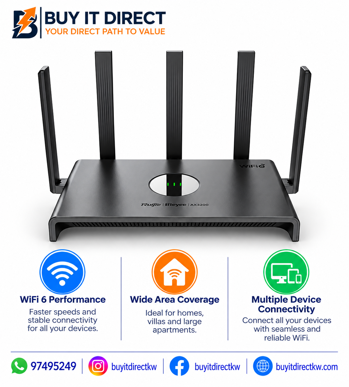 Ruijie Reyee RG EW3000GX PRO AX3000 WiFi 6 Dual Band Gigabit Gaming Mesh Router