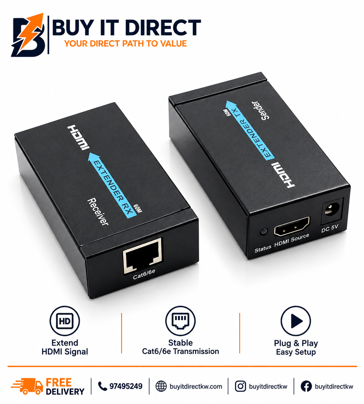 HDMI Extender via RJ45 30 Meter Powered