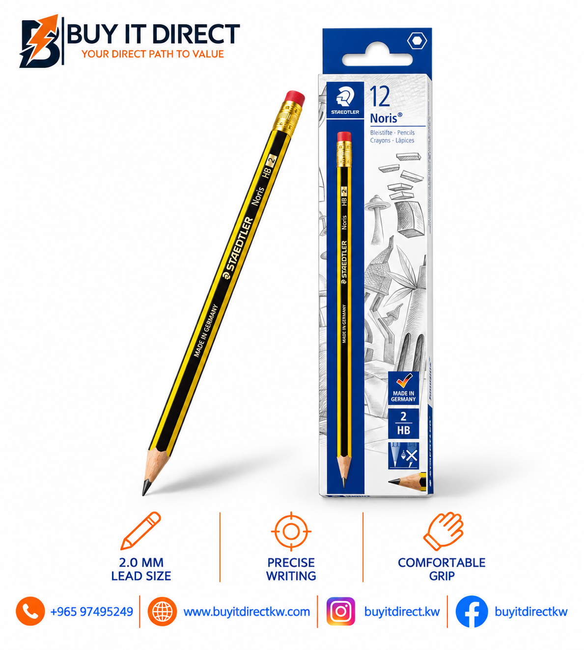 STAEDTLER Noris HB Graphite Pencils – 12 Pcs