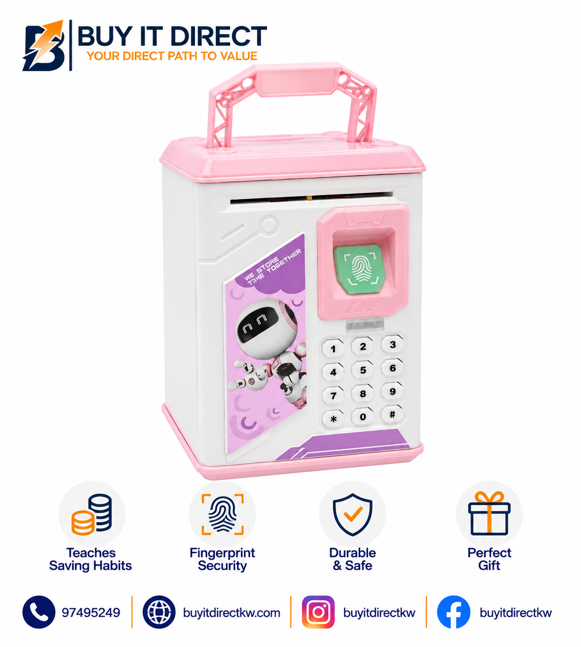 Fingerprint Cash Box Pink