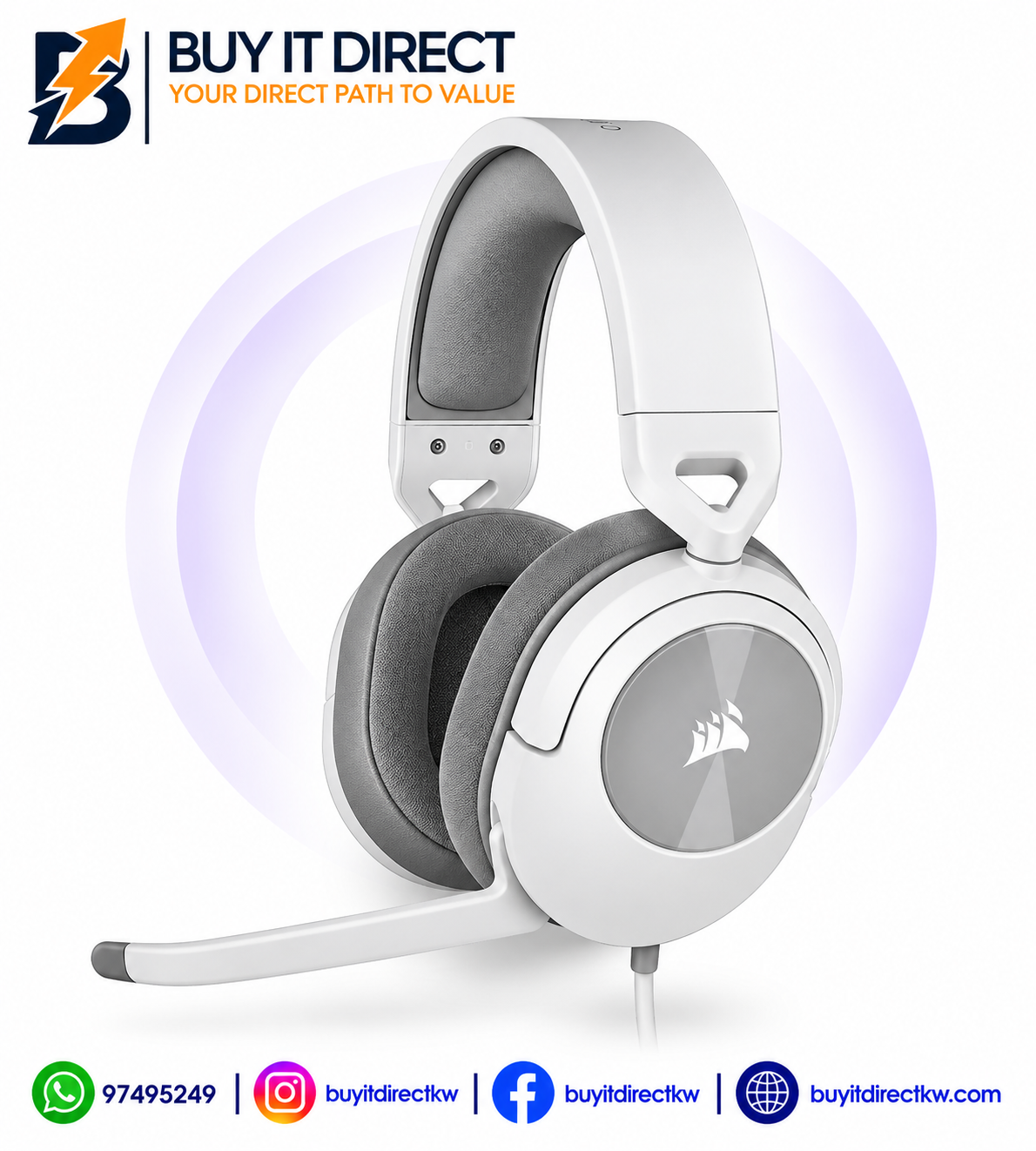 سماعة الألعاب السلكية Corsair HS55 SURROUND – ستيريو وصوت محيطي 7.1 – للكمبيوتر وPS5