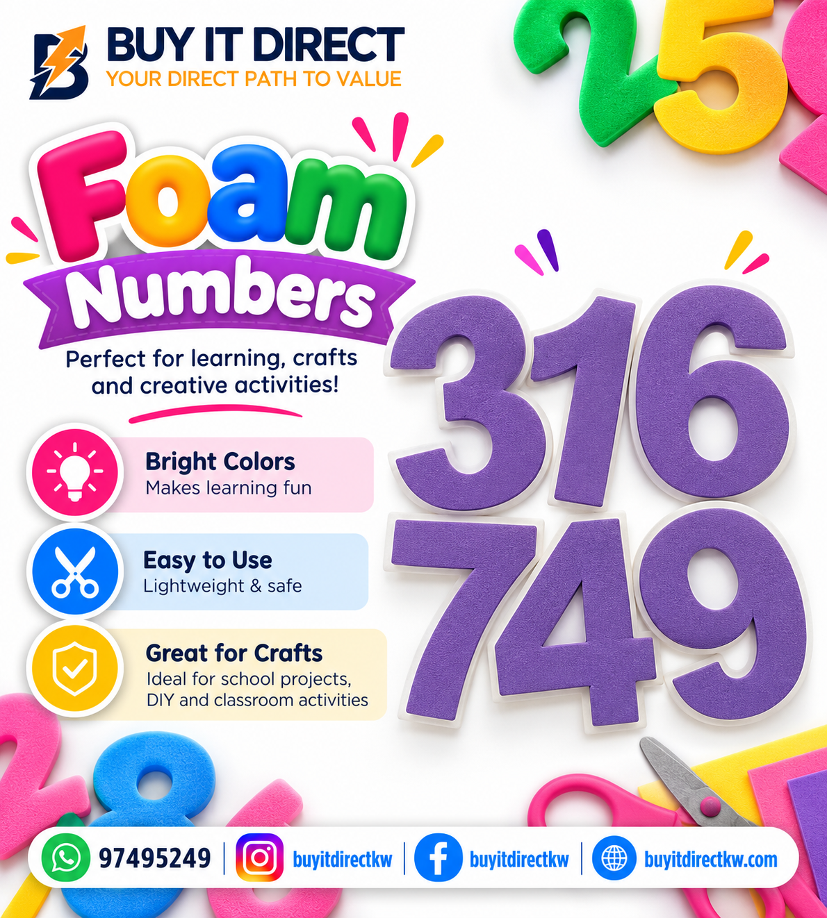 Foam Shapes – Purple Numbers
