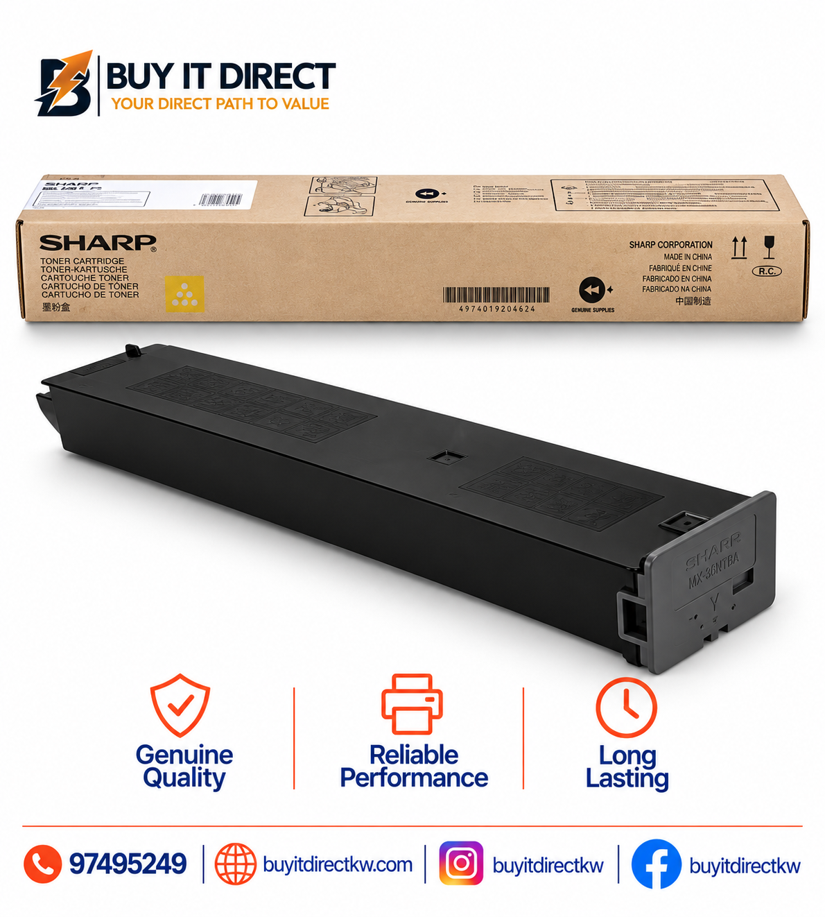 خرطوشة تونر أصفر أصلية Sharp MX-23FT-YA