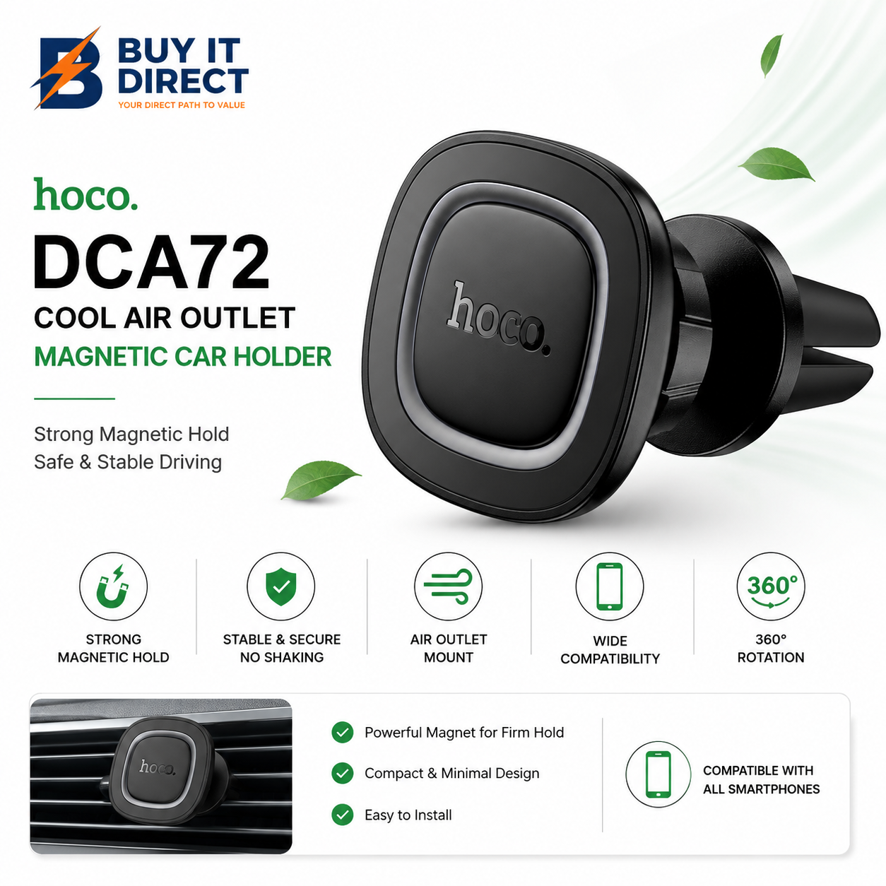 Hoco DCA72 Cool Air Outlet Magnetic Car Holder