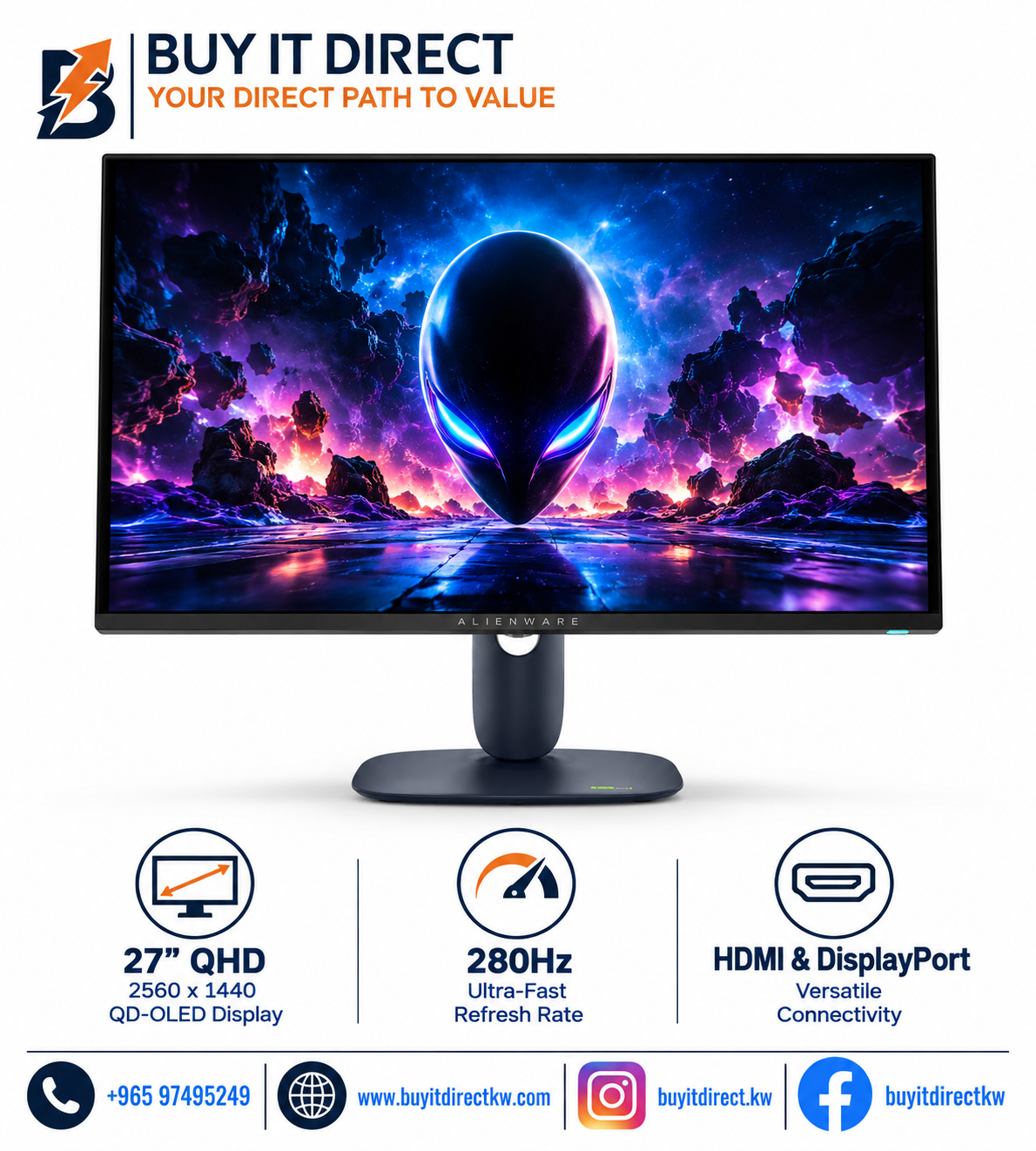 شاشة الألعاب Dell Alienware AW2725D ‏27 بوصة QD-OLED بدقة QHD وتردد 280Hz