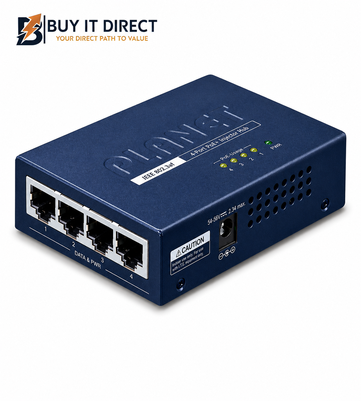 بلانيت HPOE 460 موزع حقن PoE Plus عالي الطاقة جيجابت 4 منافذ IEEE 802.3at