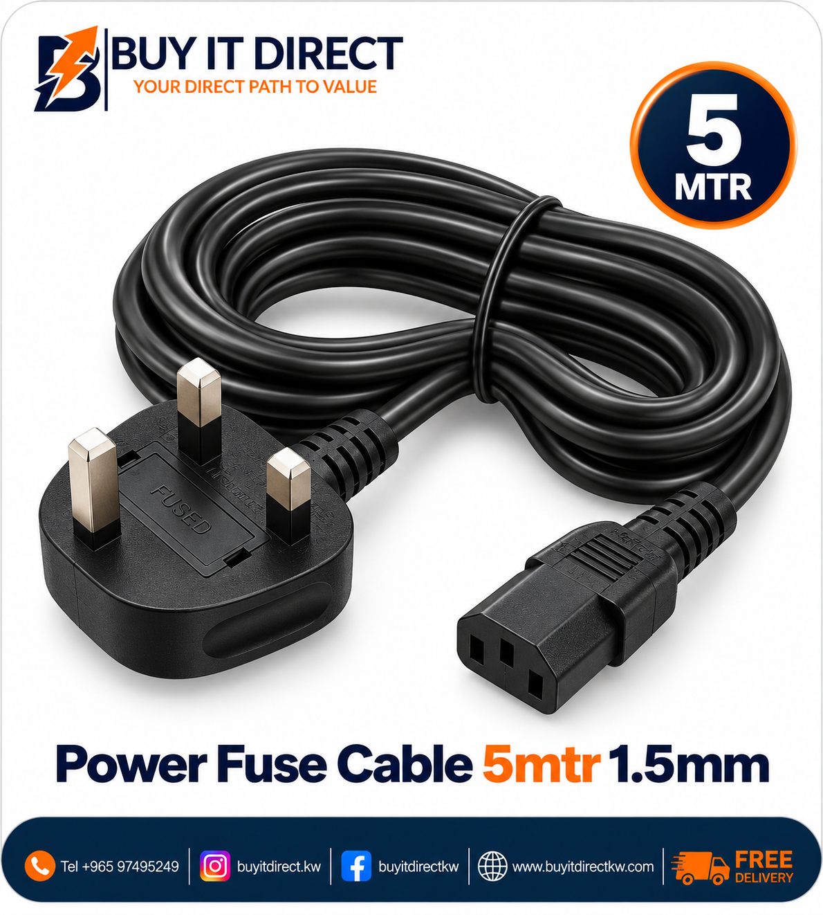 Power Fuse Cable 5mtr 1.5mm