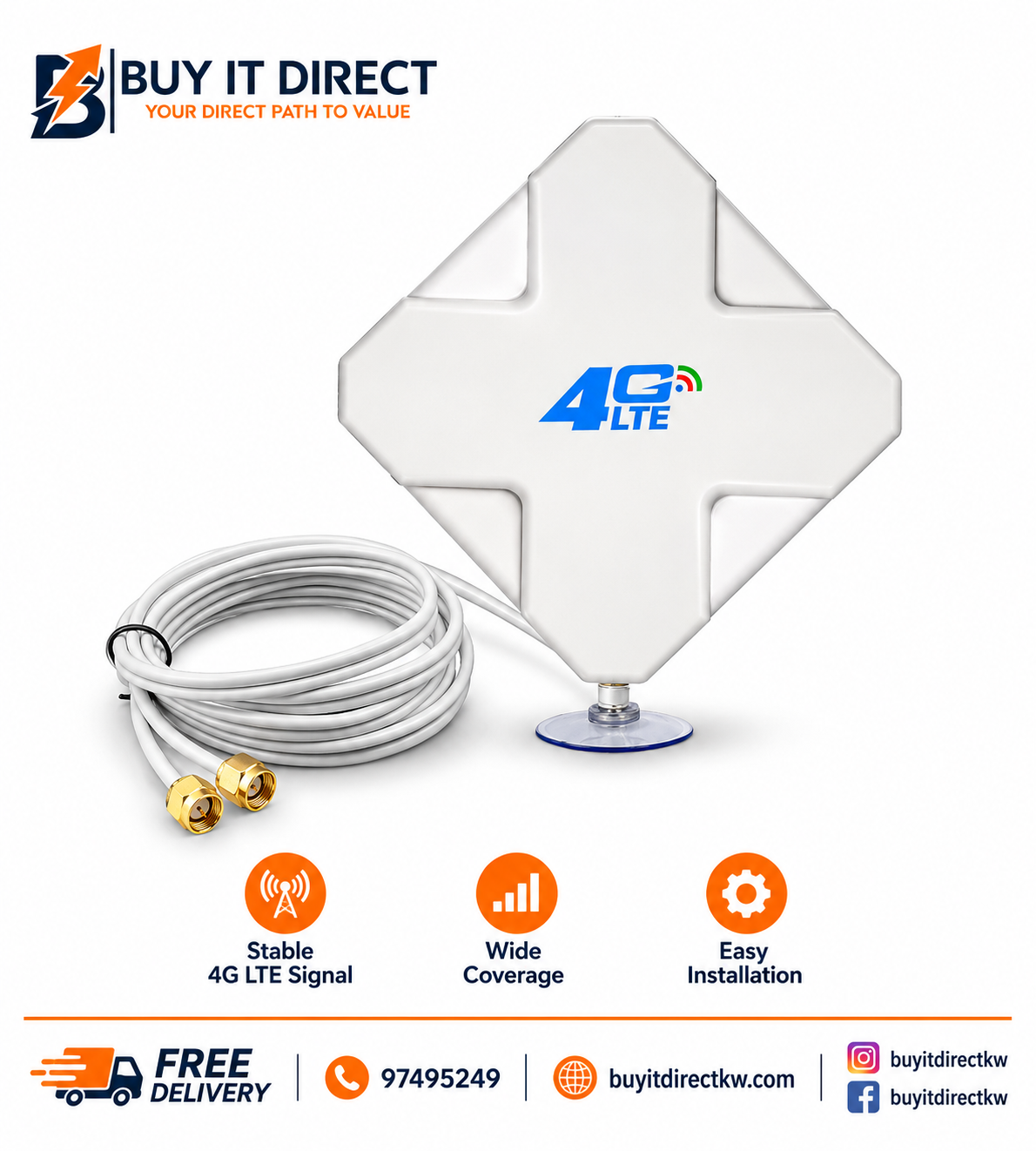 4G Big 35dBi TS9 Antenna With 2 Cables