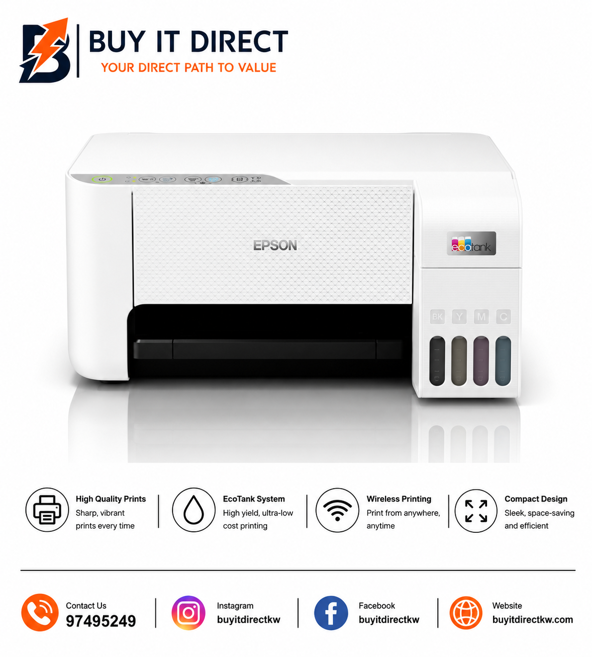 طابعة Epson EcoTank L3256 A4 بخزان حبر مع Wi-Fi