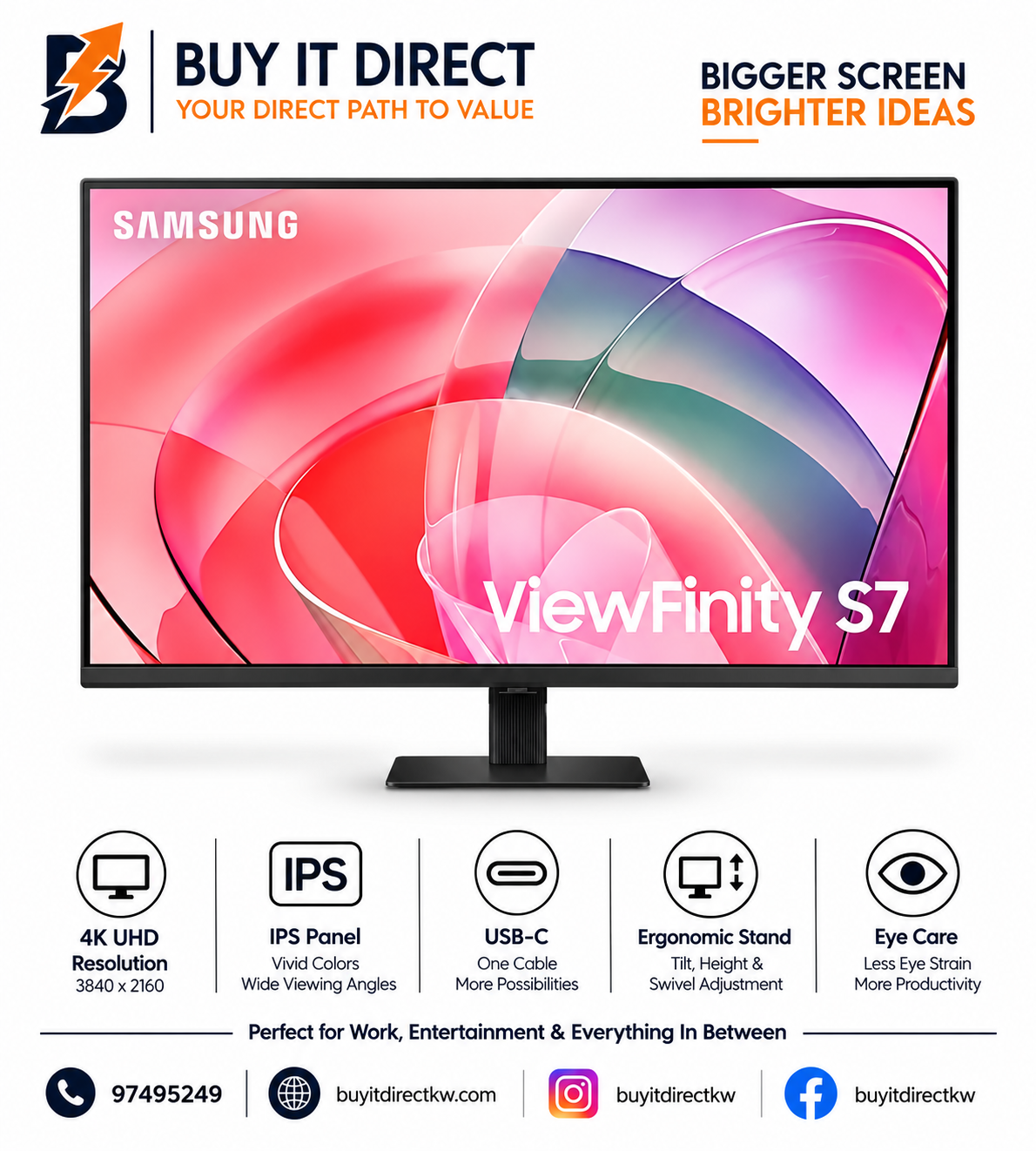 Samsung ViewFinity S7 S70D 32" 4K UHD Monitor – LS32D706EAMXUE