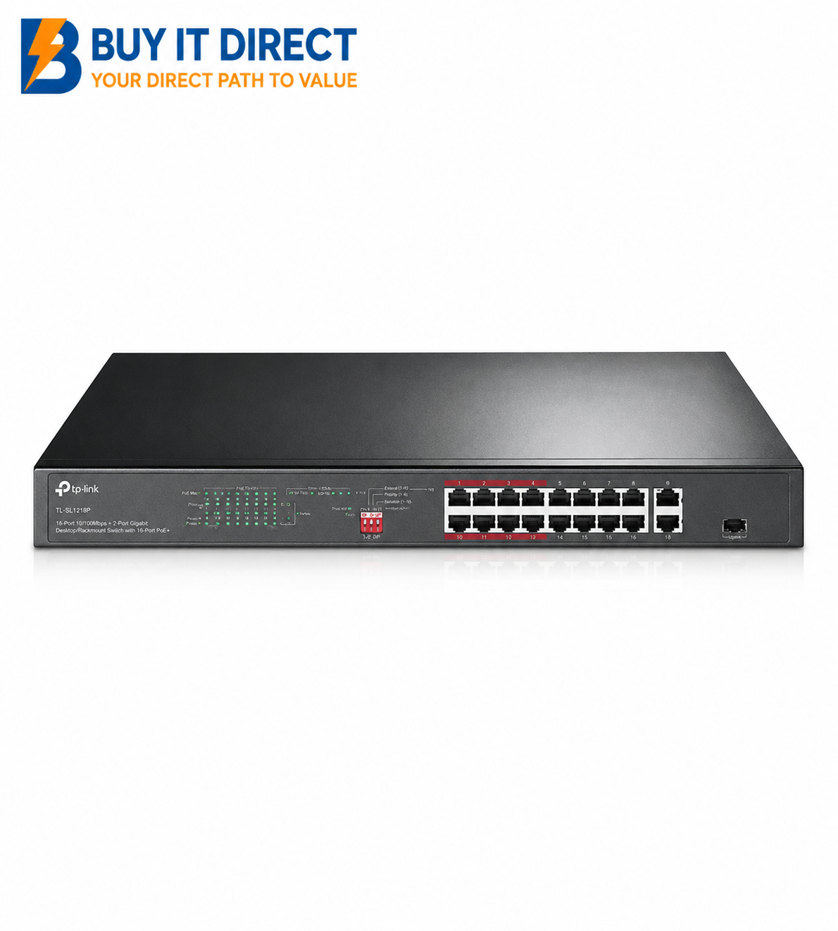 TP-Link TL-SL1218P 16-Port PoE+ Rackmount Switch