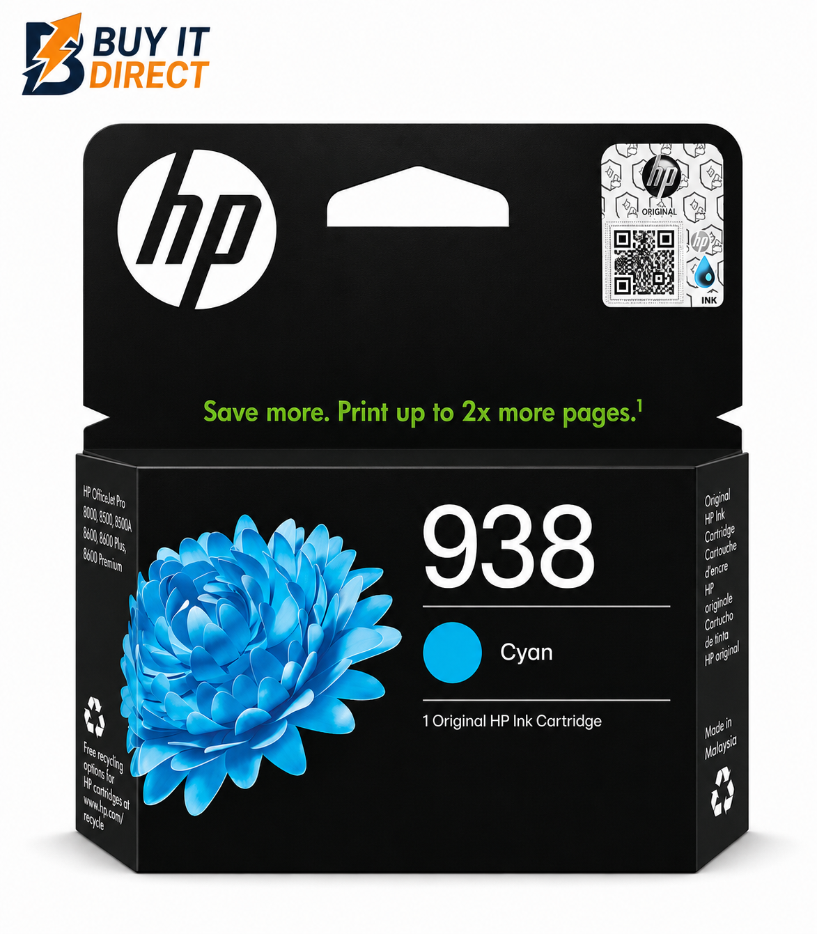 HP 938 Cyan Ink Cartridge