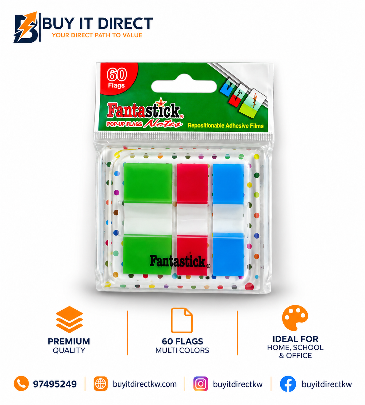 Fantastick Pop-Up Flags 60 Pieces – Green, Red and Blue