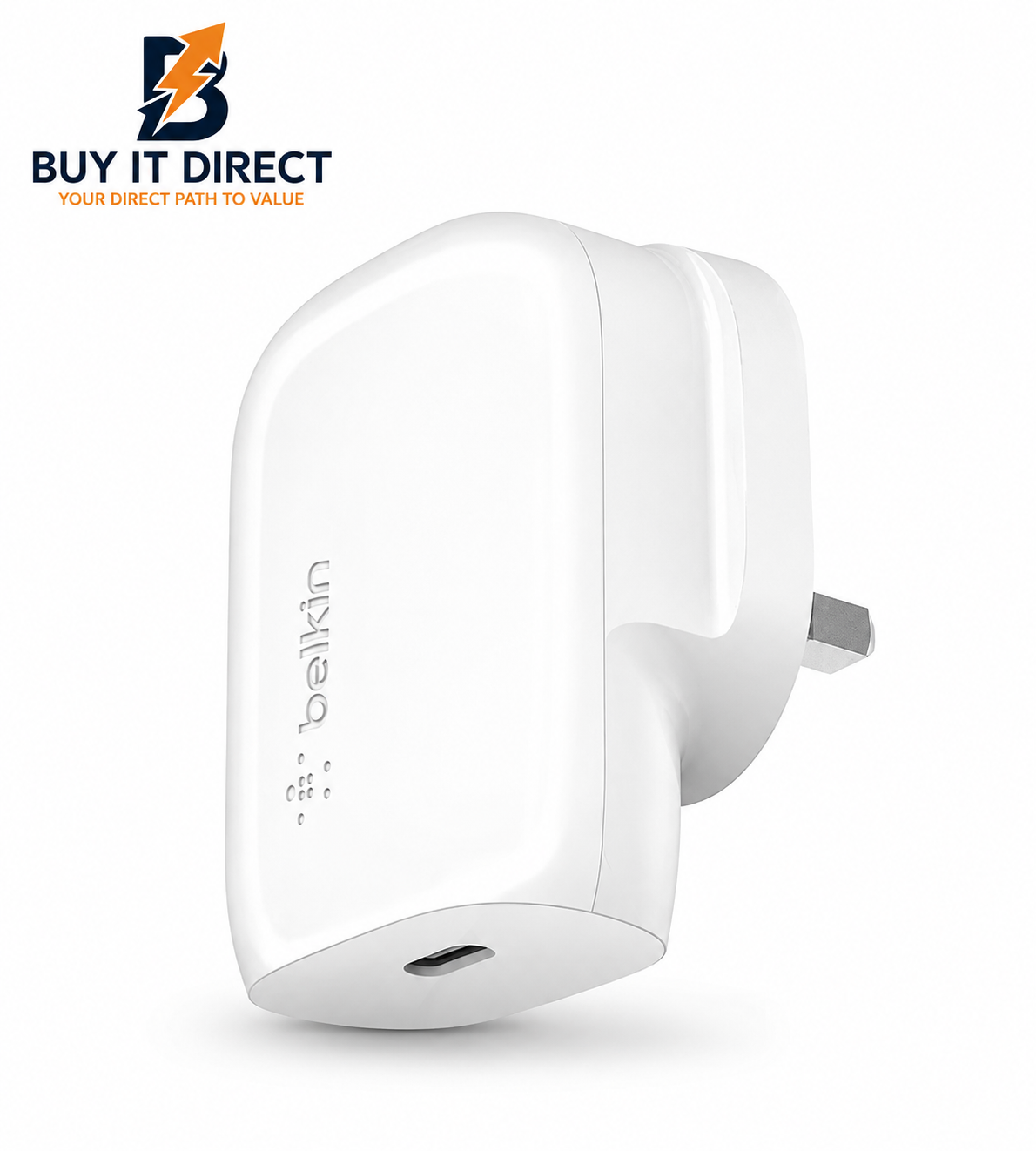شاحن حائط بيلكين BoostCharge بقدرة 30 واط مع كابل USB C إلى USB C أبيض