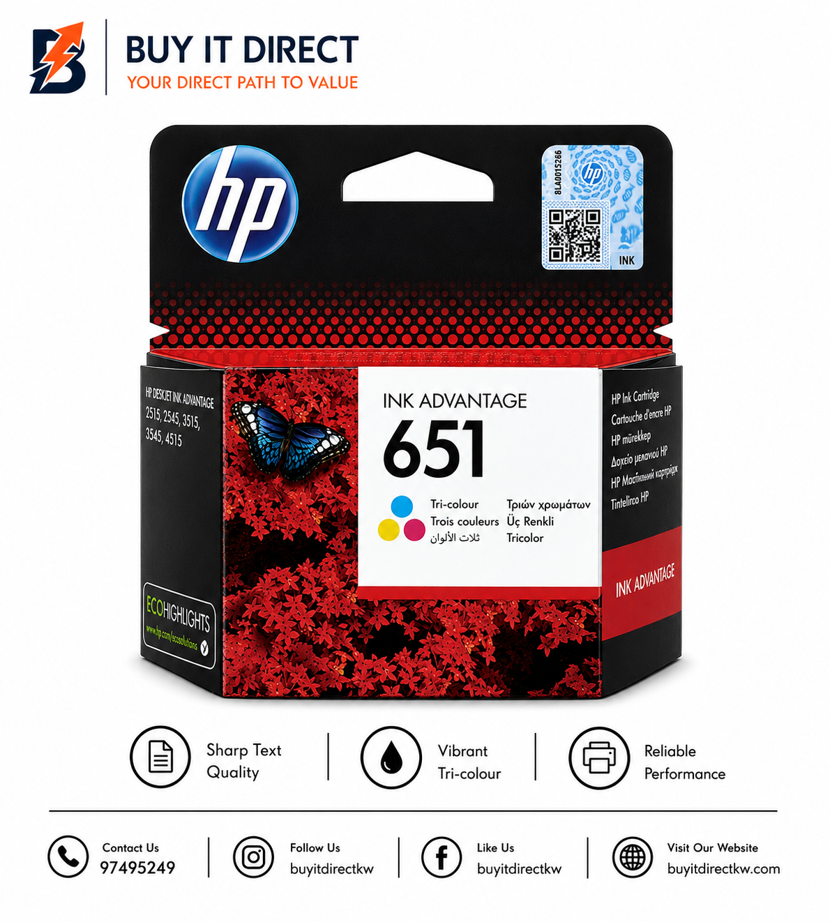 HP 651 Tri-Color Original Ink Advantage Cartridge