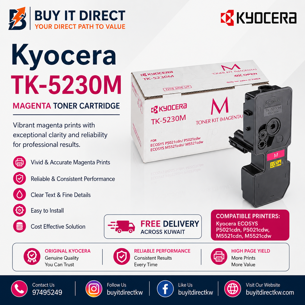 Kyocera TK5230M Magenta Toner Cartridge