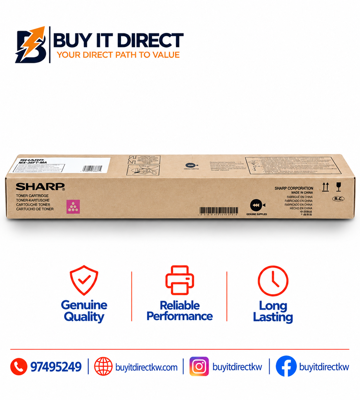 خرطوشة تونر ماجنتا أصلية Sharp MX-36FT-MA