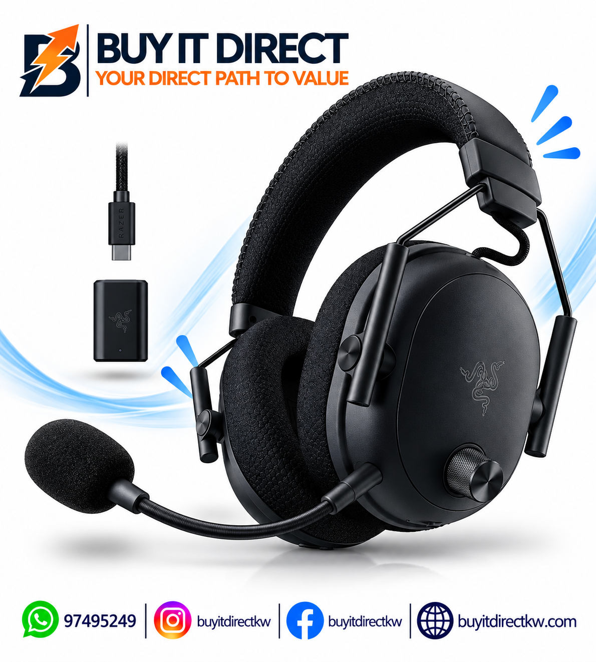 Razer BlackShark V3 Pro for Xbox – Black Wireless ANC Esports Gaming Headset
