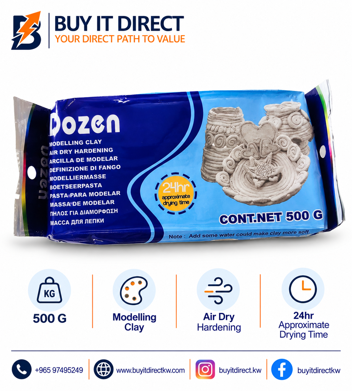 Dozen Modelling Clay White 500g