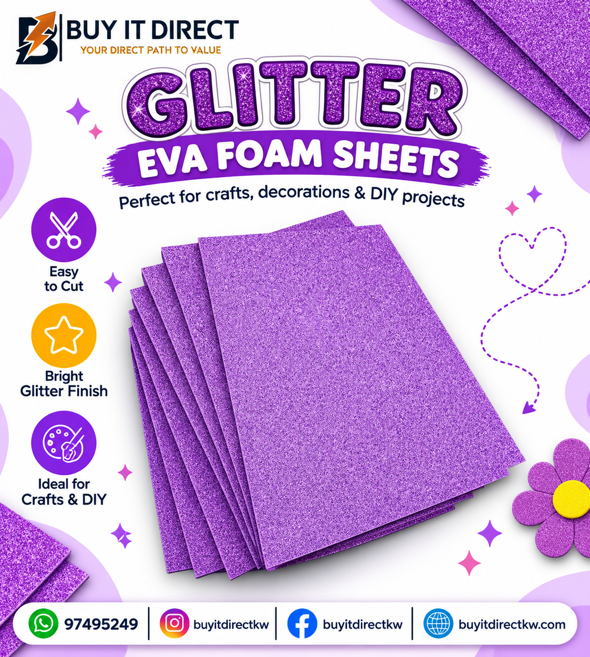 Glitter foam Sheet Purple 50x70