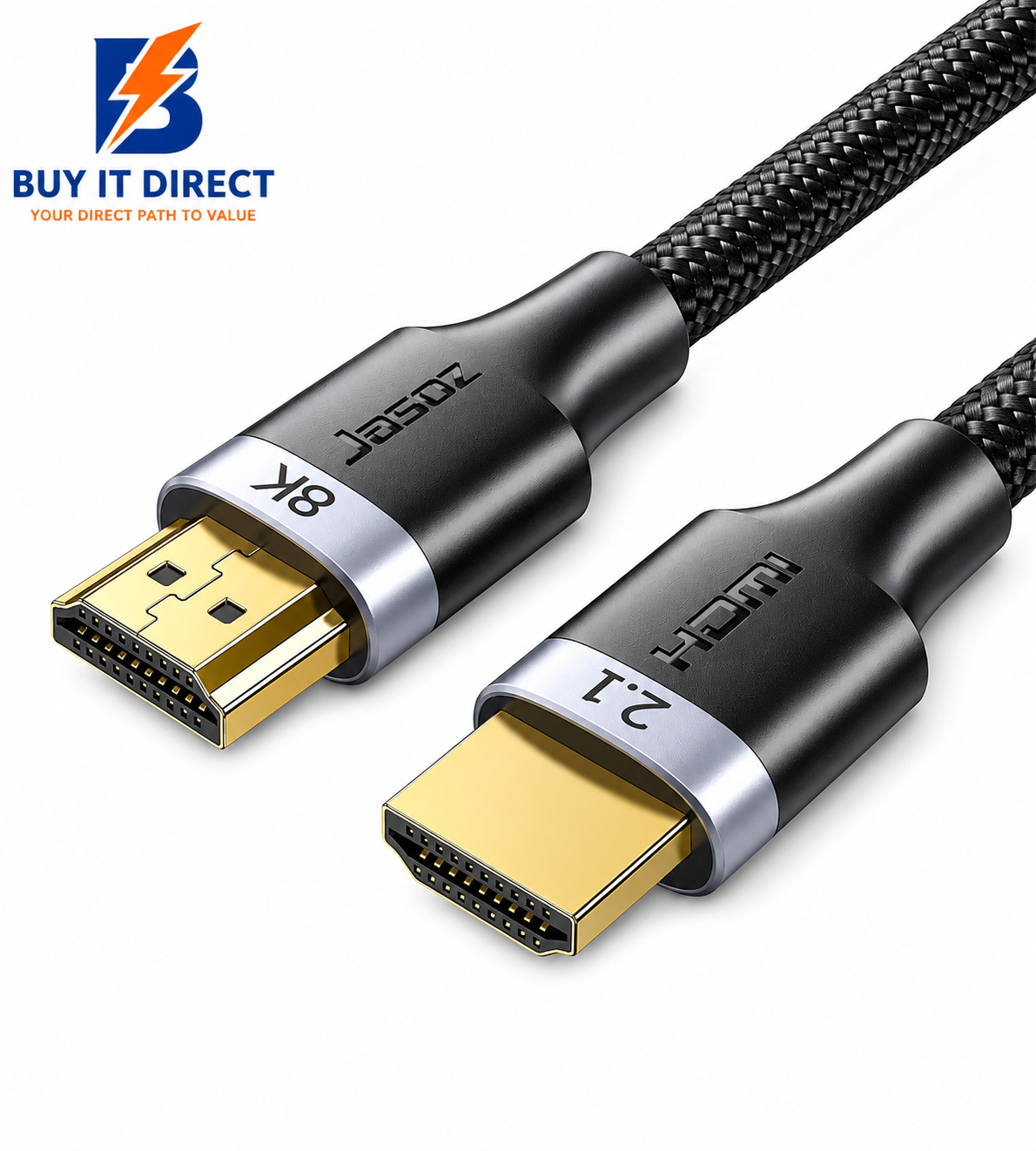 كابل Jasoz A128 HDMI 2.1 بدقة 8K 60Hz و4K 240Hz – بطول 0.5 متر