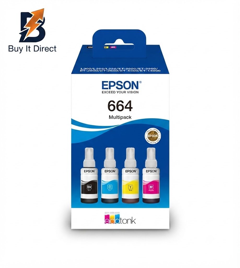 طقم زجاجات حبر إبسون 664 إيكو تانك – 4 ألوان (280 مل)