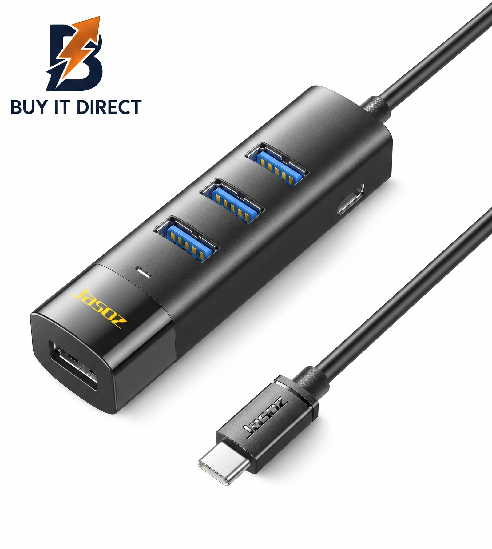 جازوز F117 موزع USB C إلى USB 3.0 بأربعة منافذ أسود