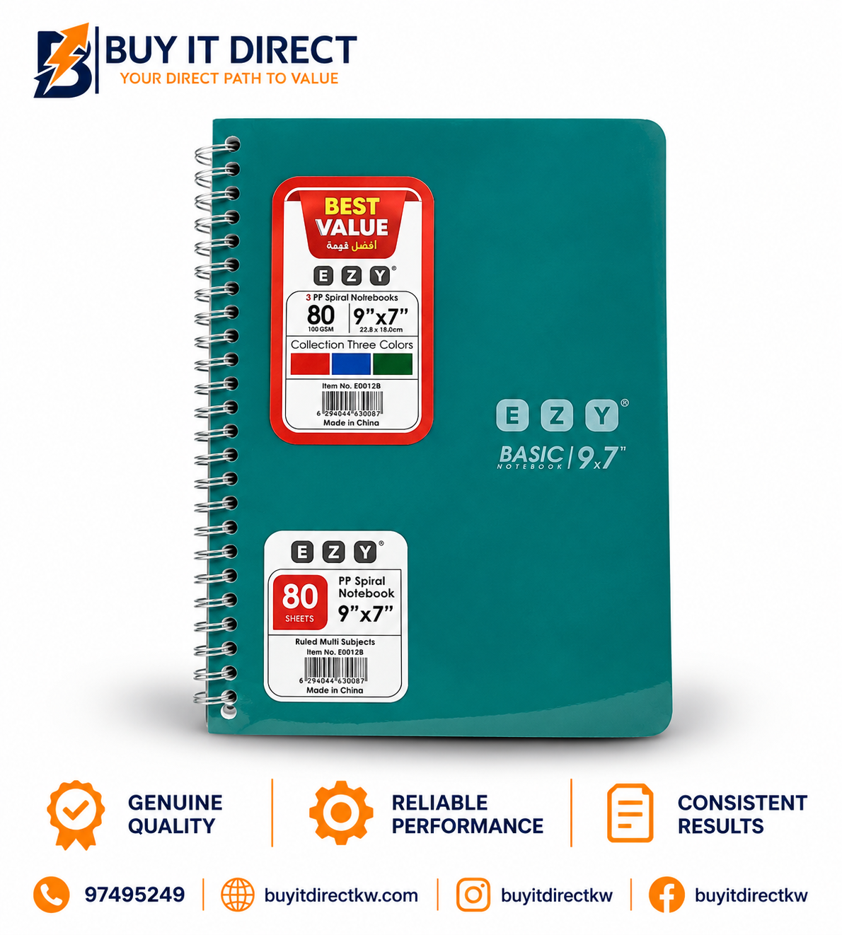 80 Sheets 9x7 Notebook
